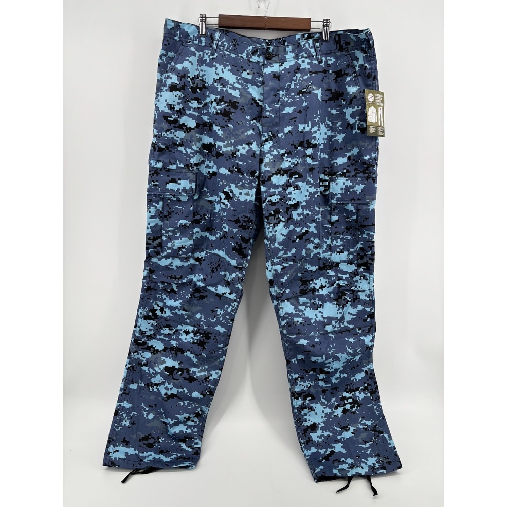 Rothco Battle Dress Uniform Pants Mens Sky Blue Digital Camo Waist Tabs XL NWOT